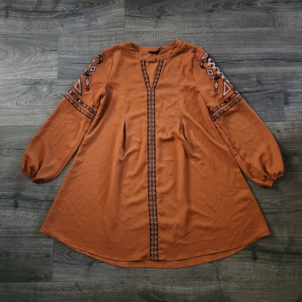 Blu Pepper Boho Burnt Orange Dress Sz S